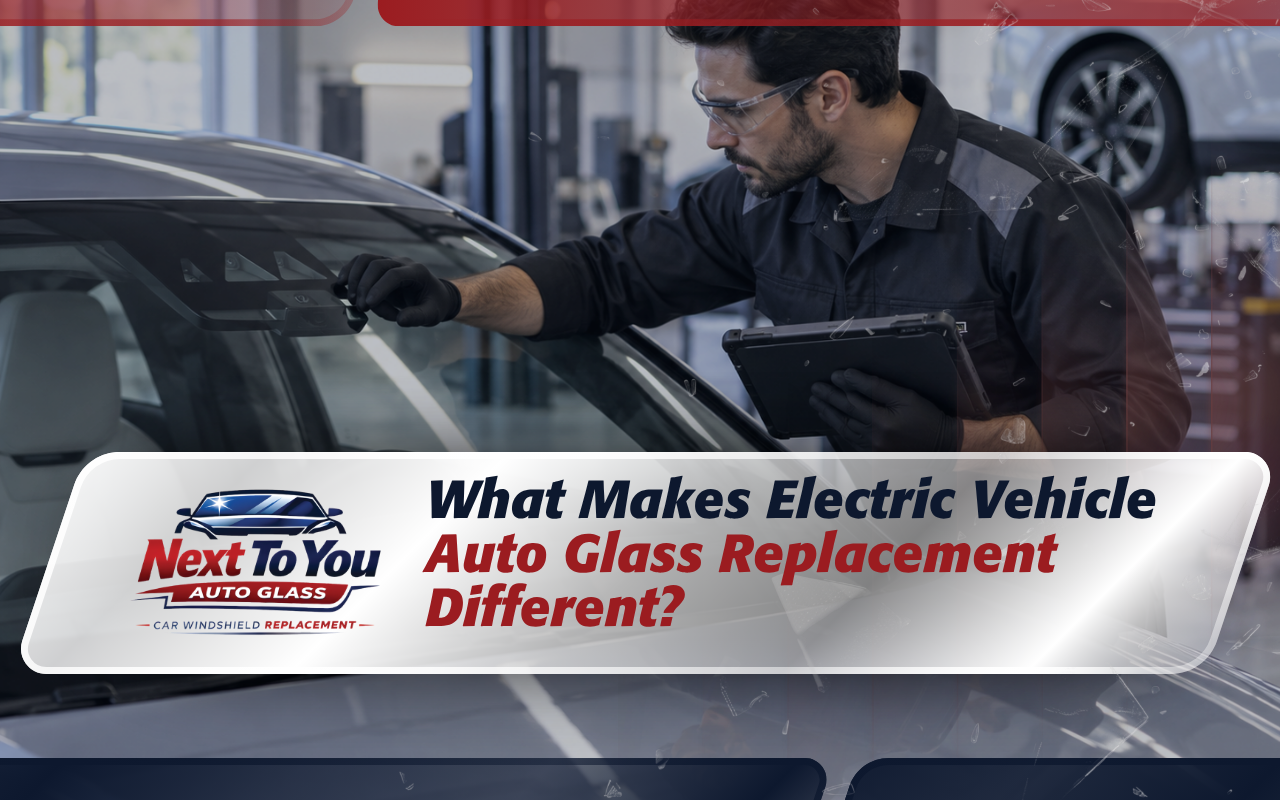 Electric vehicle auto glass service in Los Angeles with windshield technology inspection