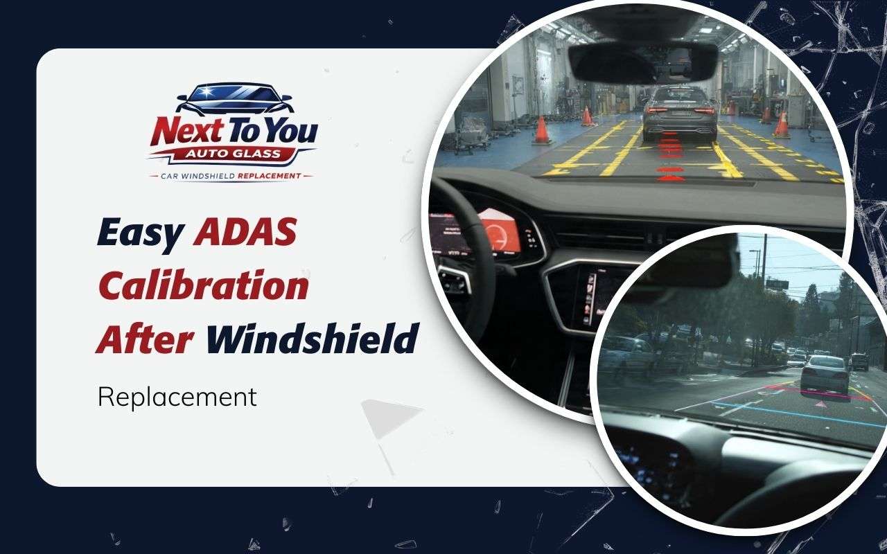ADAS calibration after windshield replacement with camera target setup