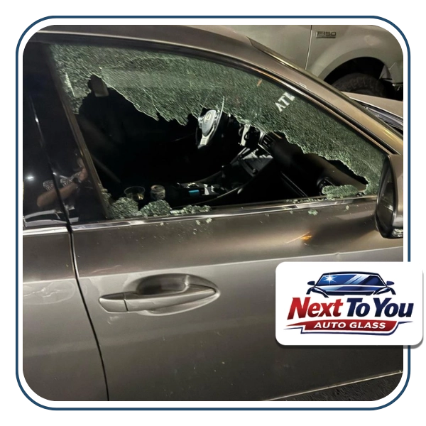 Same day mobile windshield glass repair in busy Los Angeles street parking
