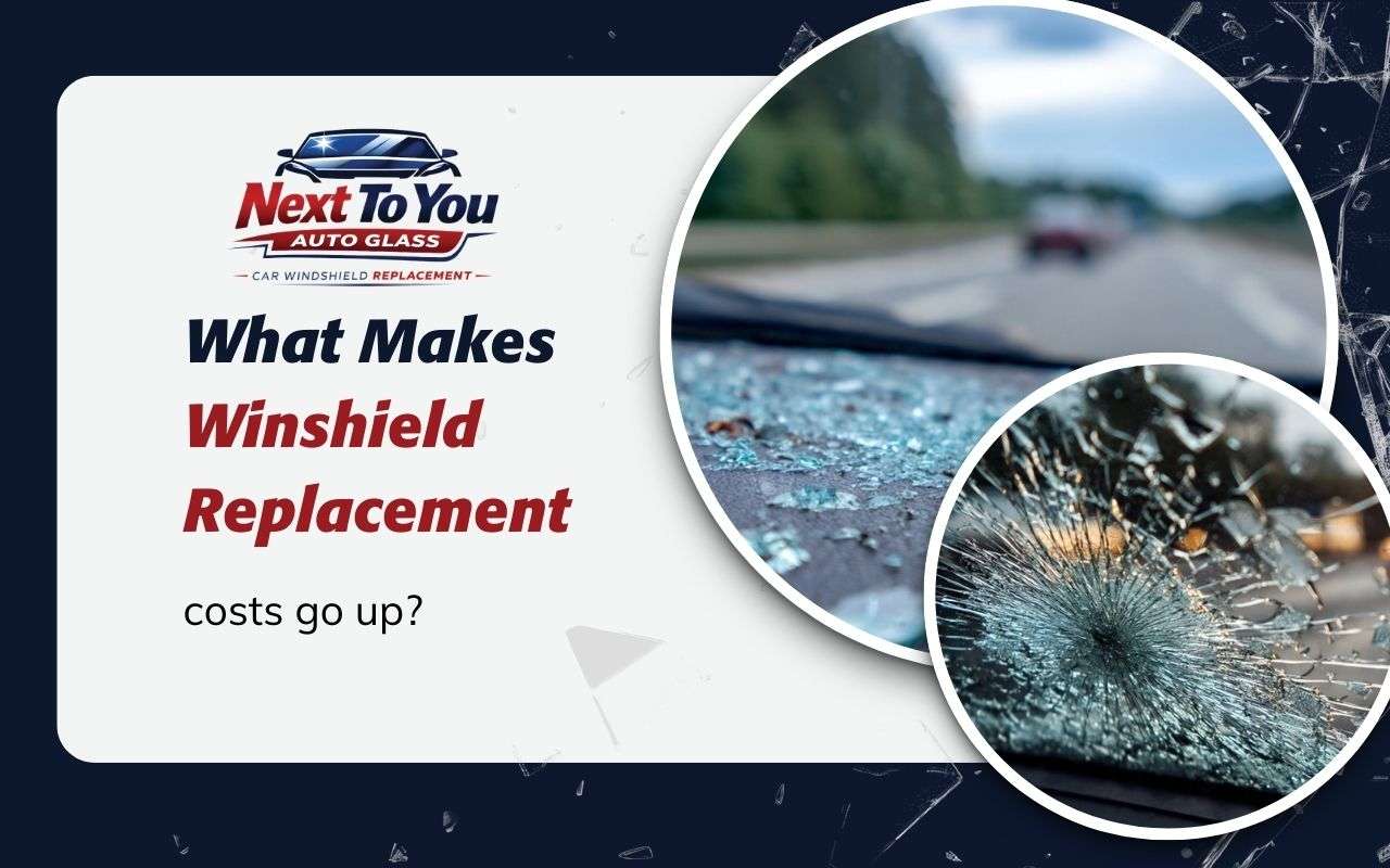 Stone chip showing windshield replacement cost factors after sudden road damage
