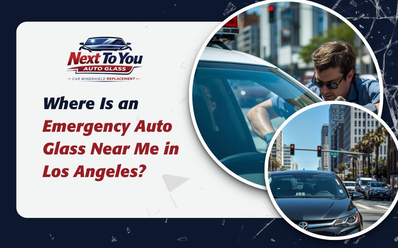 emergency auto glass near me in Los Angeles mobile technician repairing windshield