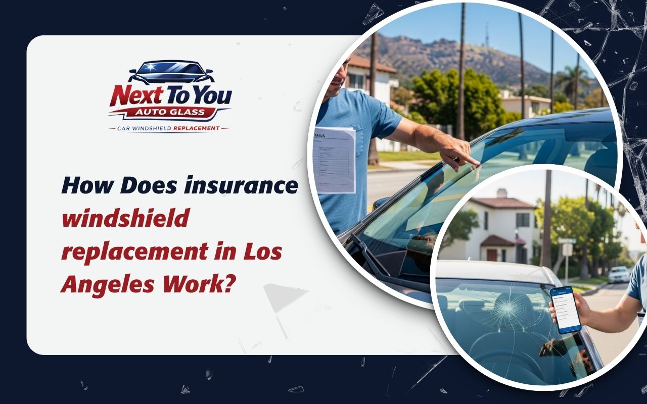 Driver checking insurance windshield replacement in Los Angeles claim details