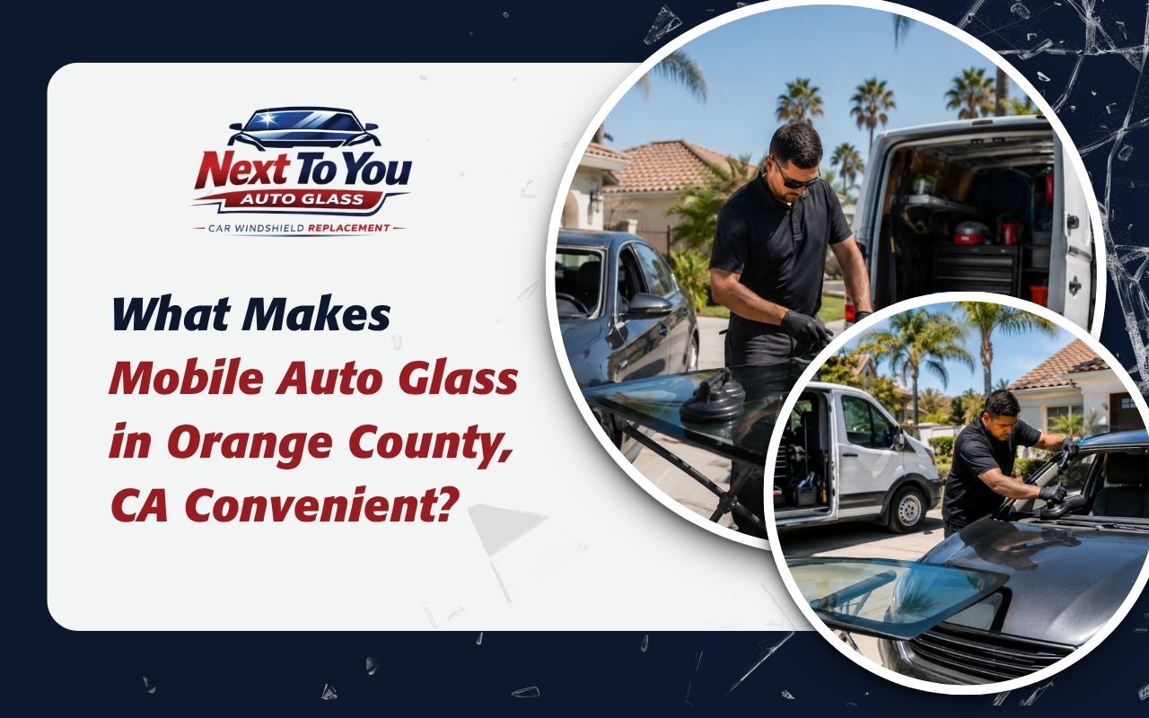 Mobile auto glass in Orange County, CA at a home driveway