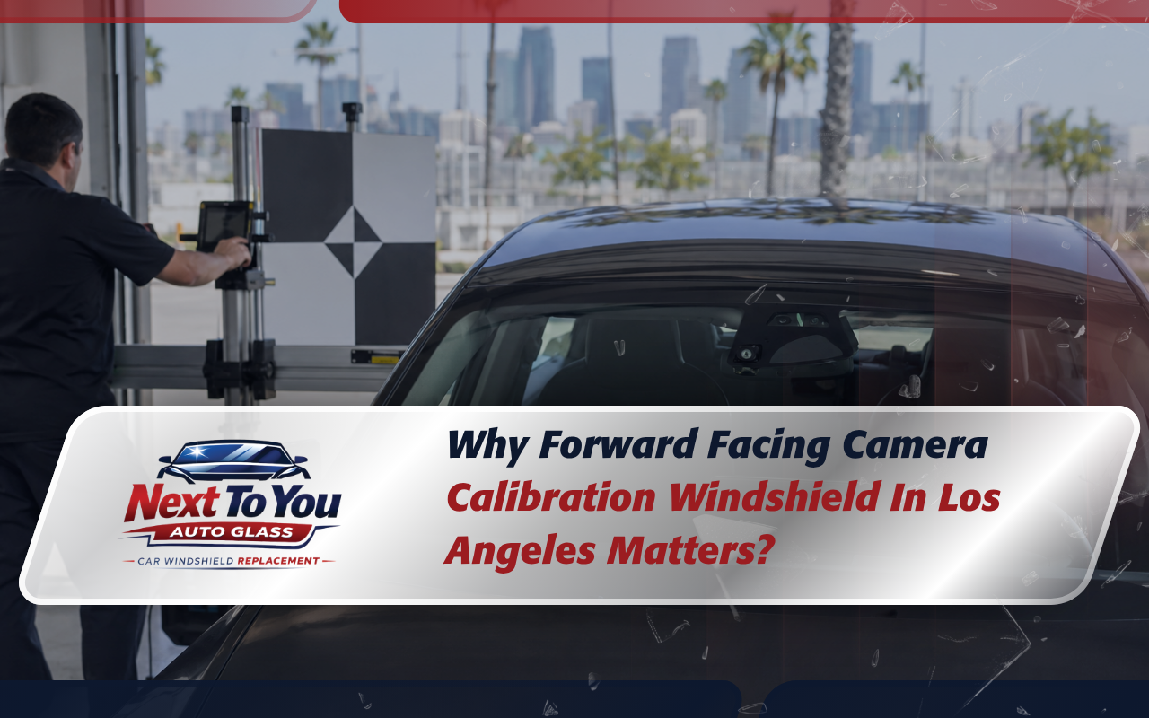 Forward facing camera calibration windshield in Los Angeles after glass service