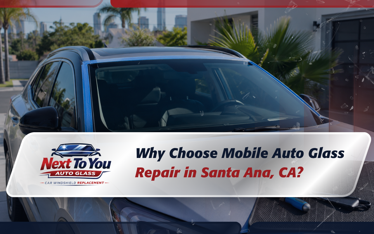 Mobile auto glass repair in Santa Ana, CA at a driveway